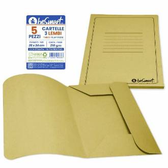 CONF 5 CARTELLINE MANILLA 3 LEMBI GIALLA BE SMART - BeSmart School & Office