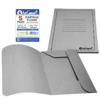 CONF 5 CARTELLINE MANILLA 3 LEMBI GRIGIA BE SMART - BeSmart School & Office