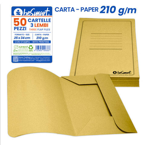 Cartelle 3 lembi 210 gr cf.50 pezzi gialla Be Smart