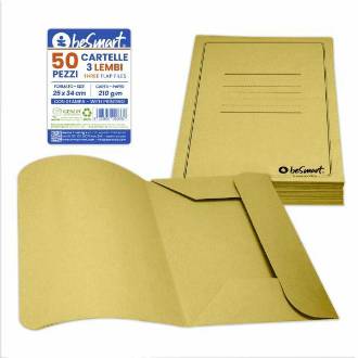 CARTELLE 3 LEMBI 210gr CF.50pz GIALLA BE SMART - BeSmart School & Office