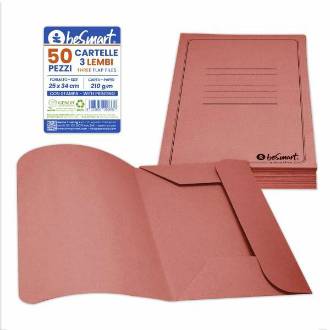 CARTELLE 3 LEMBI 210gr CF.50pz ROSSA BE SMART - BeSmart School & Office