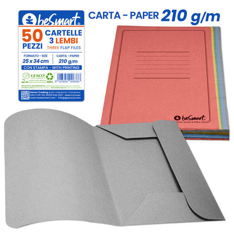 Cartelle 3 lembi 210 gr cf.50 pezzi assortite Be Smart