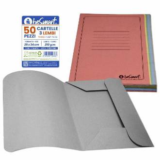 CARTELLE 3 LEMBI 210gr CF.50pz ASSORTITE BE SMART - BeSmart School & Office