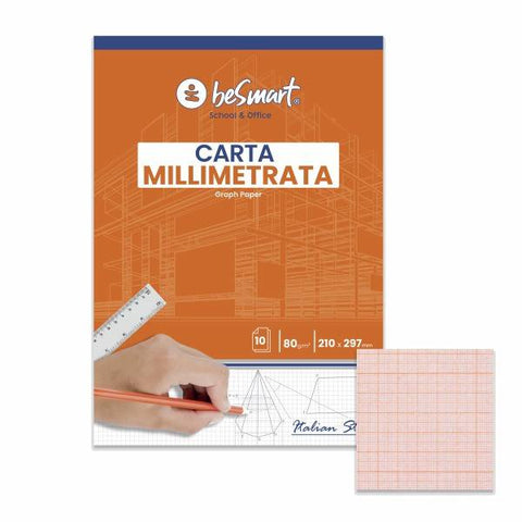 Carta millimetrata 21x29.7 10 fogli Be Smart