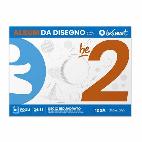 Album da disegno 10 fogli be liscio riquadrato 100 gr 24x33 Be Smart