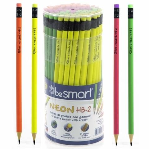 Drum 96 pencils with eraser, 4 assorted colors, Be Smart