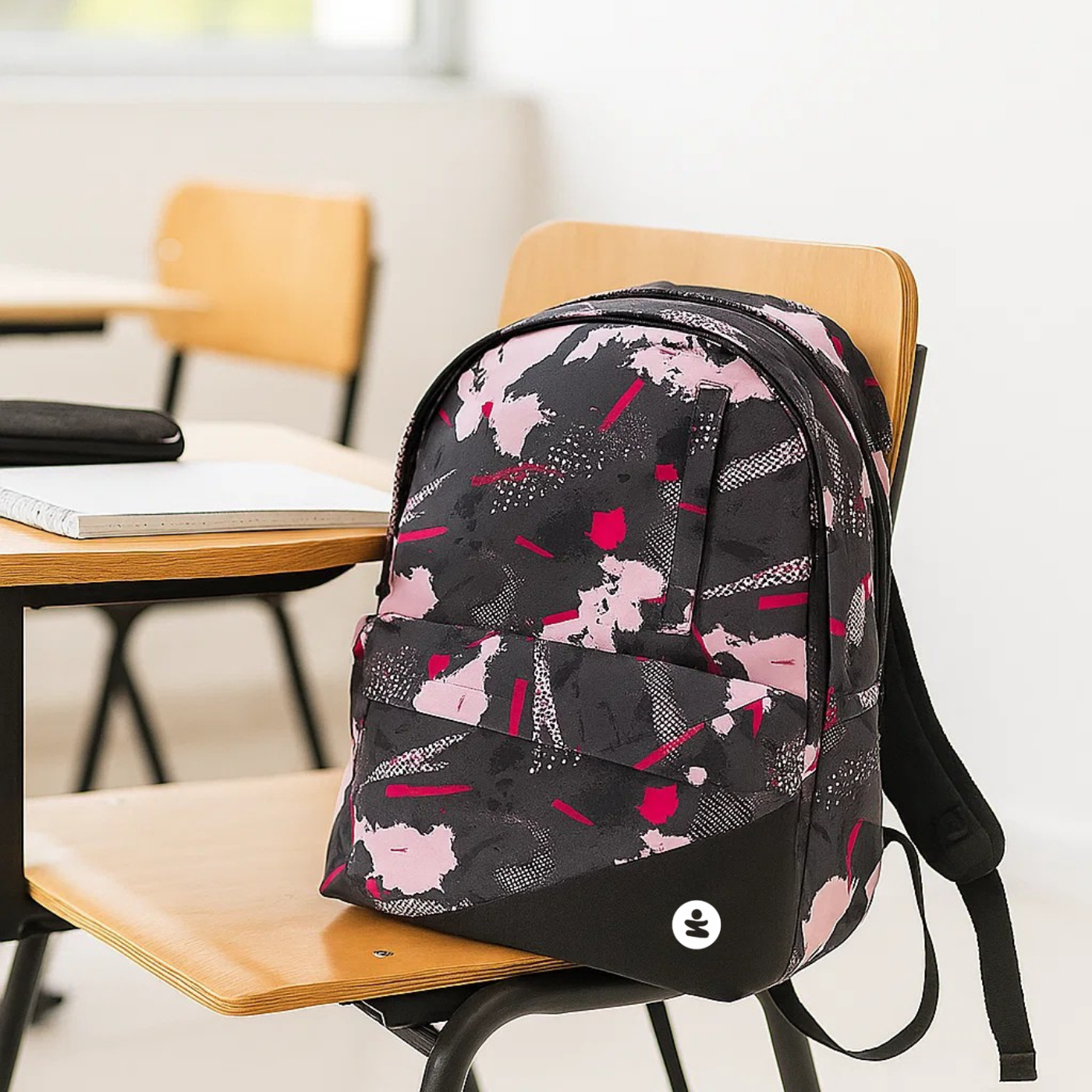 Zaino EVA Pro 2 Scomparti Abstract Rosa BeSmart 43x32x19 cm | Zaino scuola rigido per cartolerie