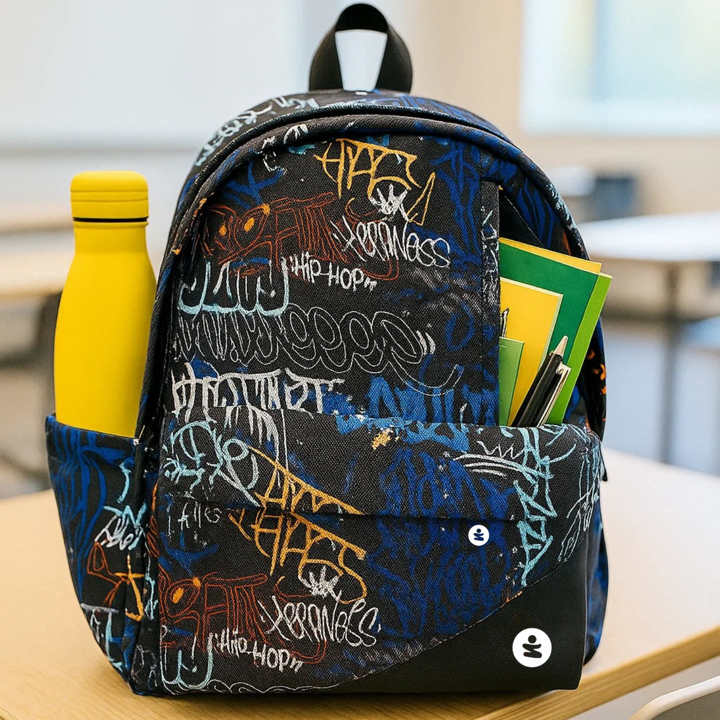 Zaino EVA Pro 2 Scomparti Graffiti BeSmart 43x32x19 cm | Zaino scuola rigido per cartolerie