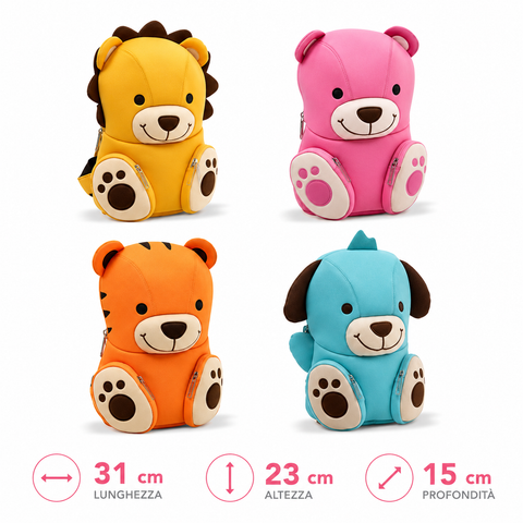 Zaino Asilo Pets BeSmart Kids Neoprene 31x23 cm | Zainetto bambini assortito per cartolerie
