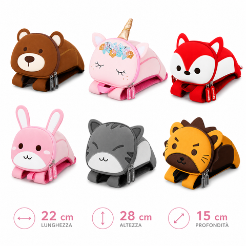 Zaino Asilo Bauletto Pet BeSmart Kids Neoprene 22x28x15 cm | Zainetto bambini assortito per cartolerie