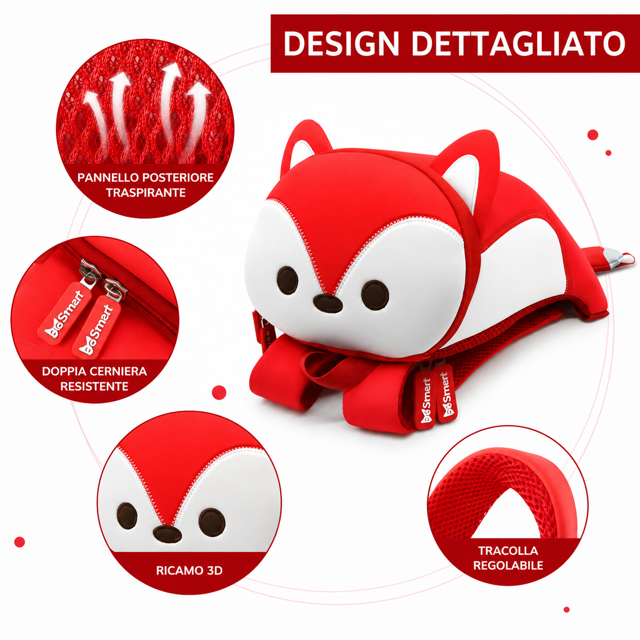 Zaino Asilo Bauletto Pet BeSmart Kids Neoprene 22x28x15 cm | Zainetto bambini assortito per cartolerie