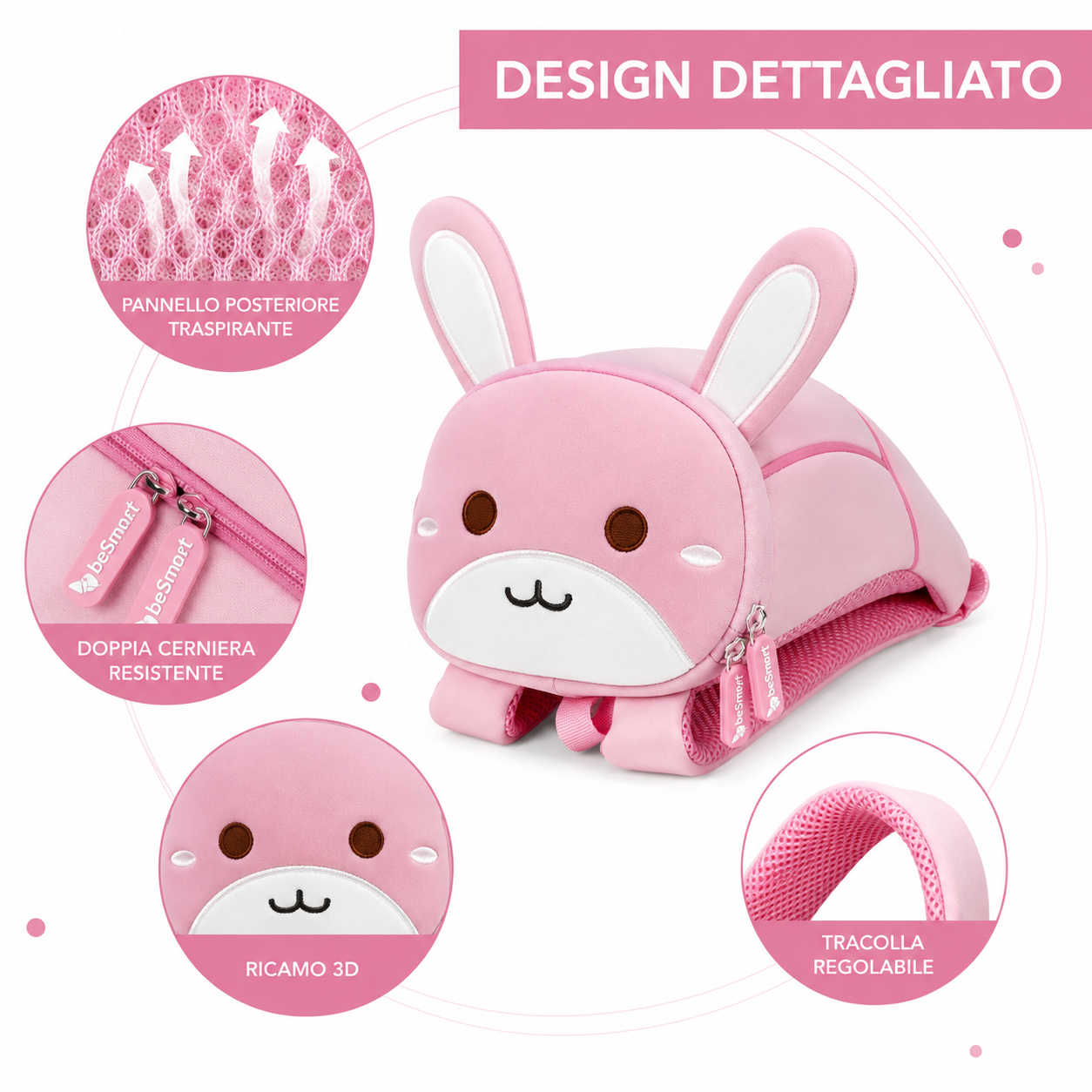 Zaino Asilo Bauletto Pet BeSmart Kids Neoprene 22x28x15 cm | Zainetto bambini assortito per cartolerie