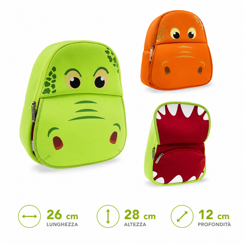 Zaino Asilo Dino BeSmart Kids Neoprene 26x28x12 cm | Zainetto bambini assortito per cartolerie