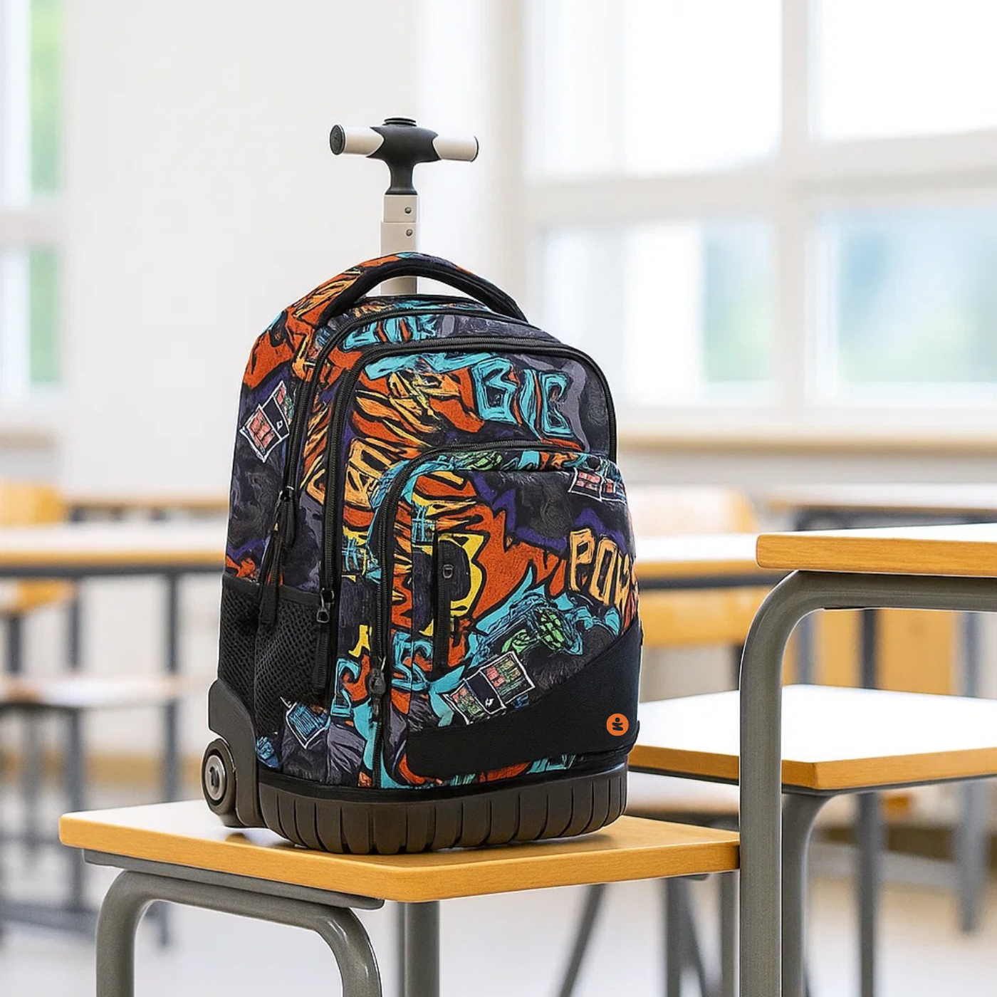 Zaino Trolley Premium Monster Car BeSmart 45x33x20 cm | Zaino scuola con ruote per cartolerie