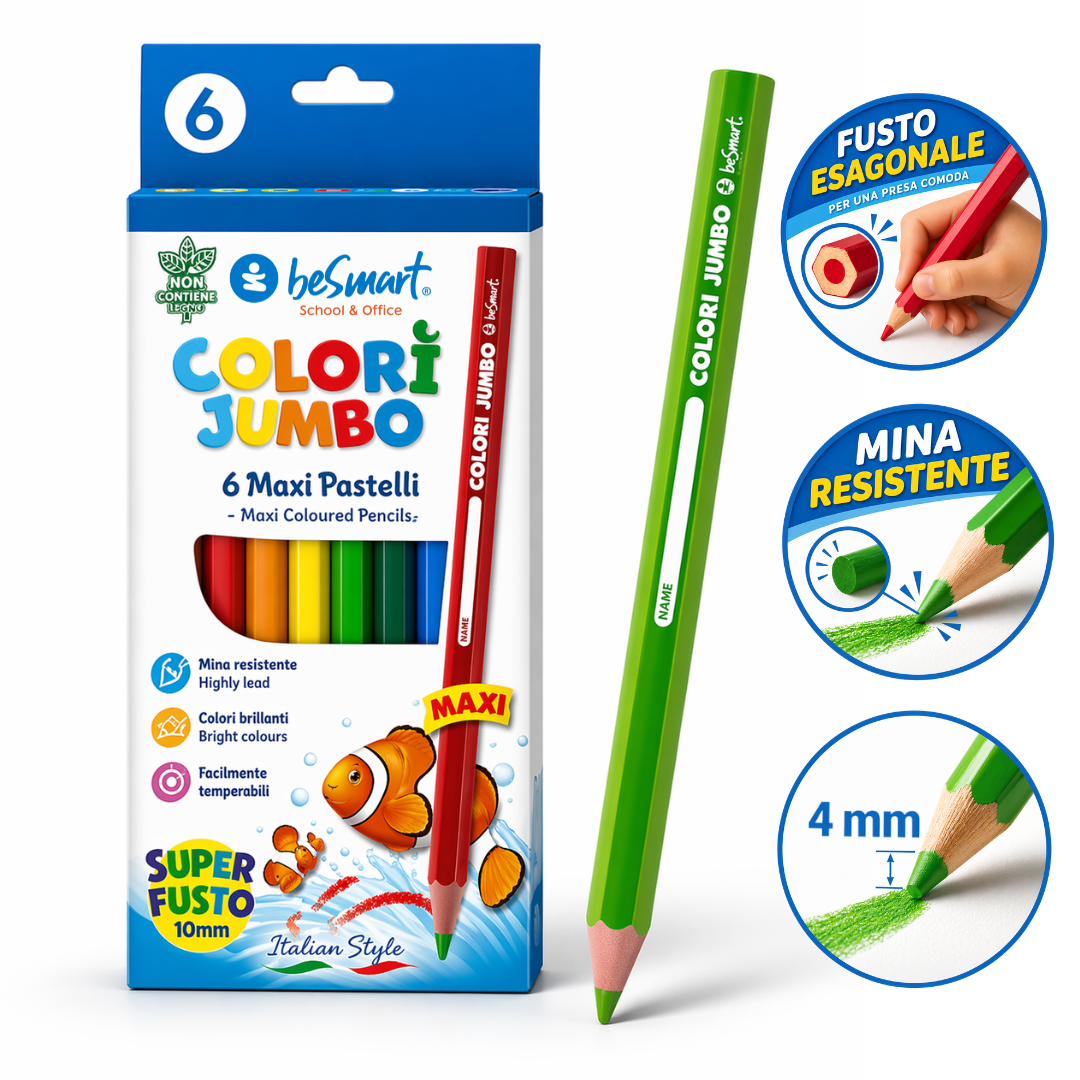 Box 6 pastelli jumbo Colorì Be Smart