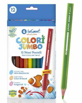 BOX 12 PASTELLI JUMBO COLORI' BE SMART - BeSmart School & Office
