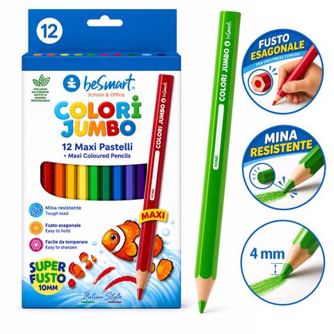 Box of 12 Colorì Be Smart jumbo crayons