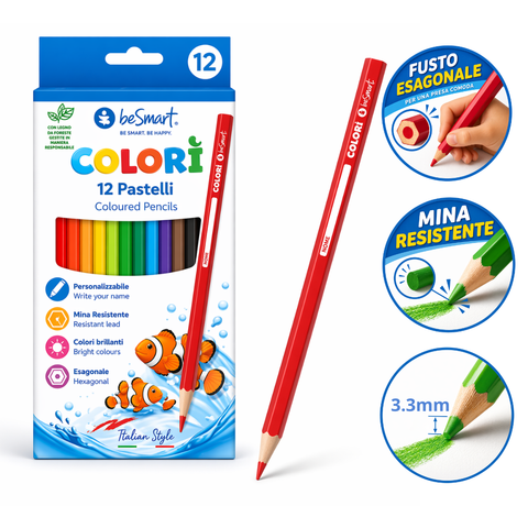 Box of 12 Colorì Be Smart crayons
