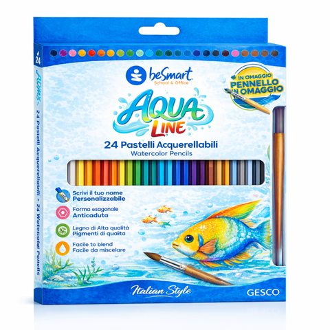24 aqua line crayons Be Smart