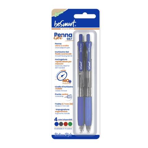 Blister pack 2 blue gel pens GS7 - 0.7 mm Be Smart