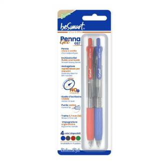BLISTER 2 PENNE GEL BLU - ROSSA GS7 - 0.7mm BE SMART - BeSmart School & Office