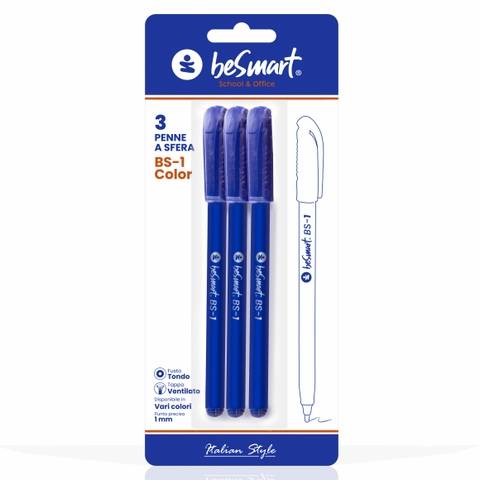 Penne BS1-color blu in blister da 3 pezzi Be Smart
