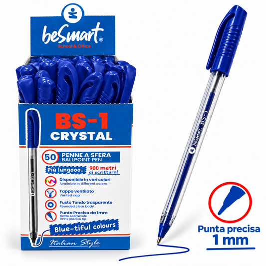 Box 50 penne BS1-crystal blu Be Smart
