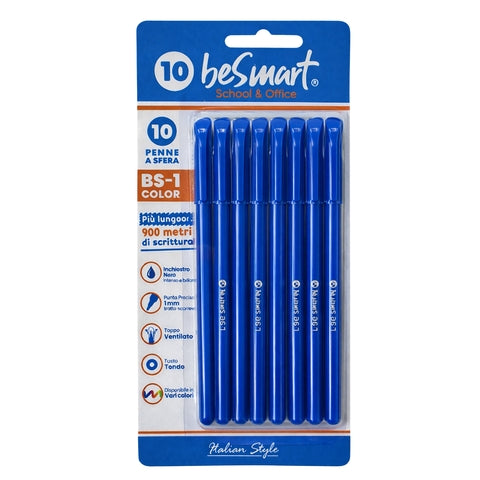 Penne BS1-color blu in blister da 10 pezzi Be Smart