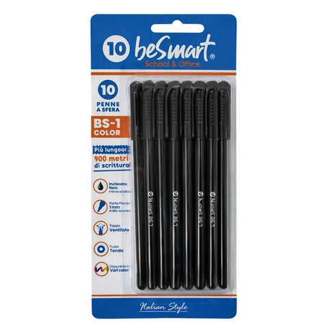 Penne BS1-color nera in blister da 10 pezzi Be Smart