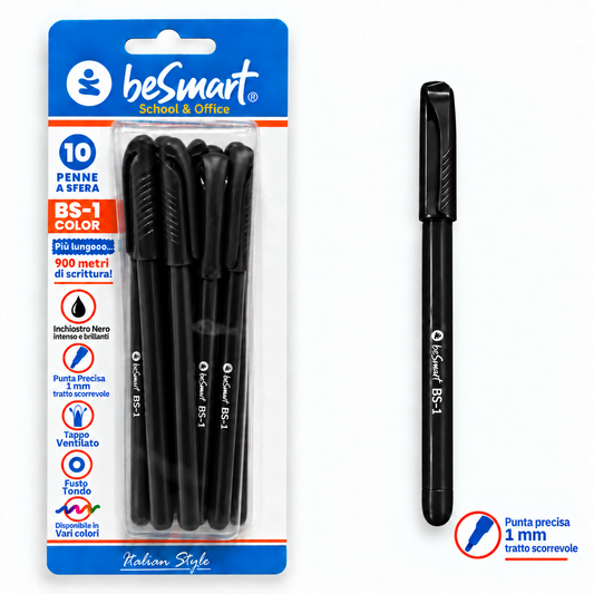 Penne BS1-color nera in blister da 10 pezzi Be Smart