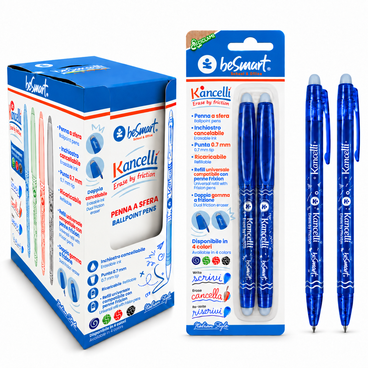 New kancelli' blu in blister da 2 pezzi Be Smart