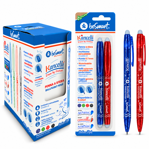 Canetas esferográficas azul-vermelho em blister de 2 unidades Be Smart