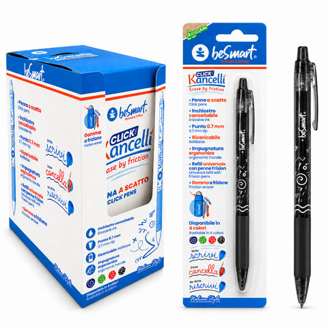 Caneta de clicar preta em blister Be Smart