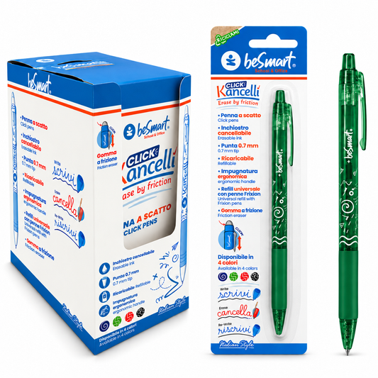 Kancelli' click verde in blister Be Smart
