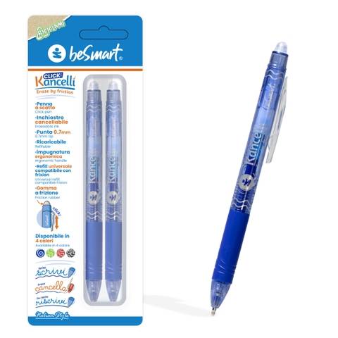 Kancelli' click blu in blister da 2 pezzi Be Smart