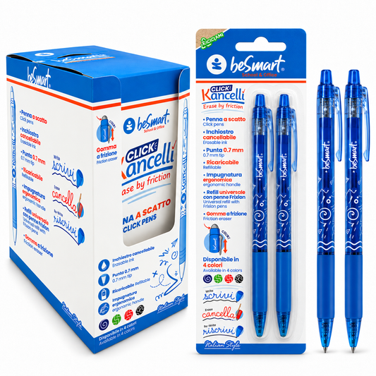 Kancelli' click blu in blister da 2 pezzi Be Smart