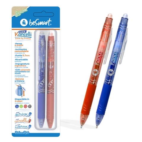 Kancelli' click blu-rossa in blister da 2 pezzi Be Smart