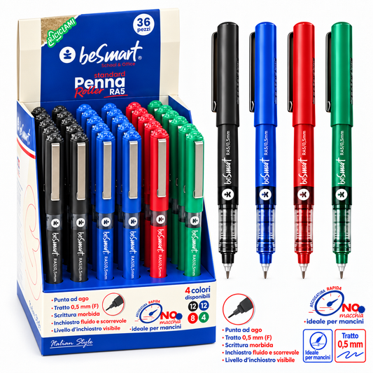 Penna roller RA5 in display 36 pezzi Be Smart