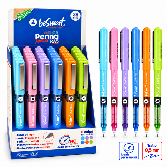 Penna roller RA5 colors in display 36 pezzi Be Smart