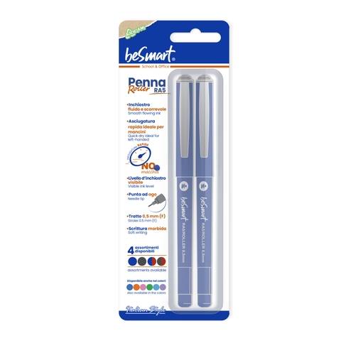 Blister 2 penne roller RA5 blu Be Smart