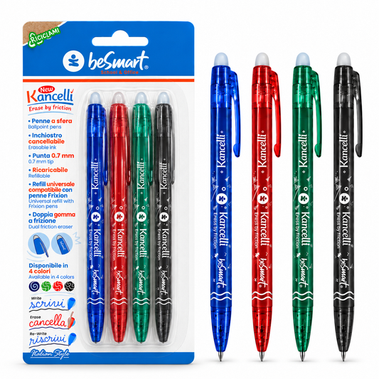 New kancelli' b/r/n/v in blister da 4 pezzi Be Smart