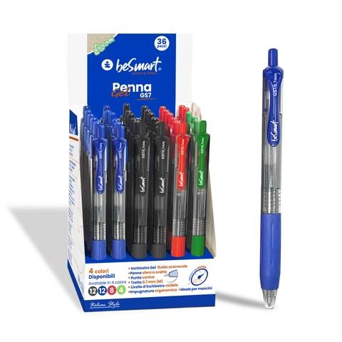 Penna gel GS7 4 colori standard in display 36 pezzi Be Smart