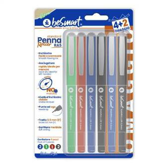 BLISTER 4+2 OMAGGIO PENNE ROLLER RA5 ASS. BE SMART - BeSmart School & Office