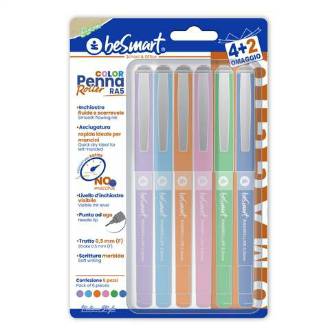 BLISTER 4+2 OMAGGIO PENNE ROLLER RA5 COLOR BE SMART - BeSmart School & Office