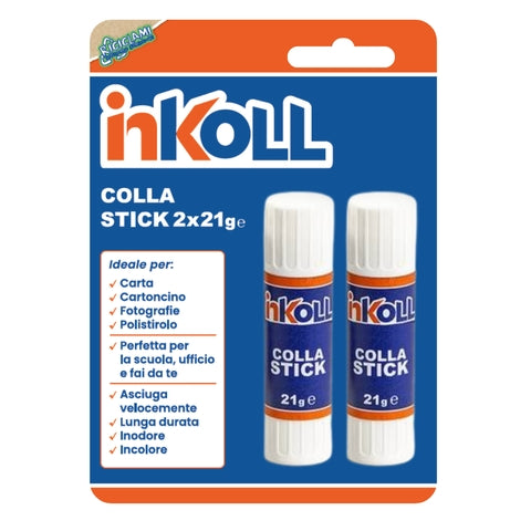 Colla stick 21 gr in blister da 2 pezzi Inkoll