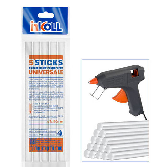 Stick colla a caldo in blister da 5 pezzi Inkoll 11mmx16 cm