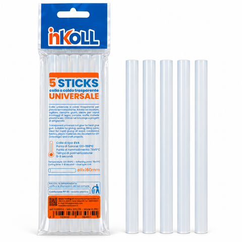 Hot glue sticks in blister pack of 5 Inkoll 11mmx16 cm