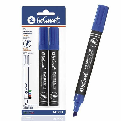 Be Smart Blue Chisel Tip Markers in Blister Pack of 2