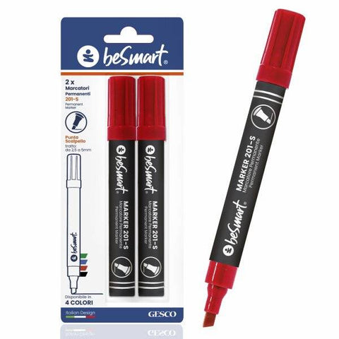 Chisel Tip Markers Red Blister Pack of 2 Be Smart