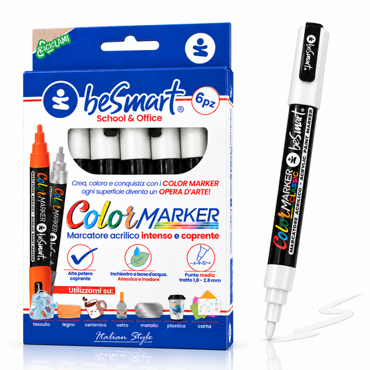 Color marker bianco 6 pezzi in box Be Smart